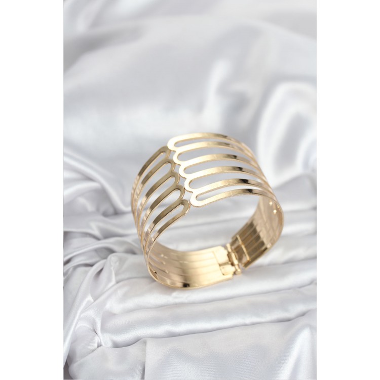 Gold-Colored Brass Rib Model Women's Bracelet - TJ-BB8063