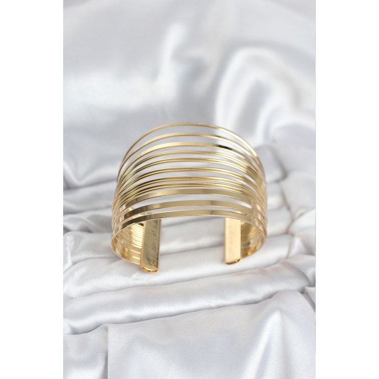Gold-Colored Brass Rib Model Women's Bracelet - TJ-BB8065