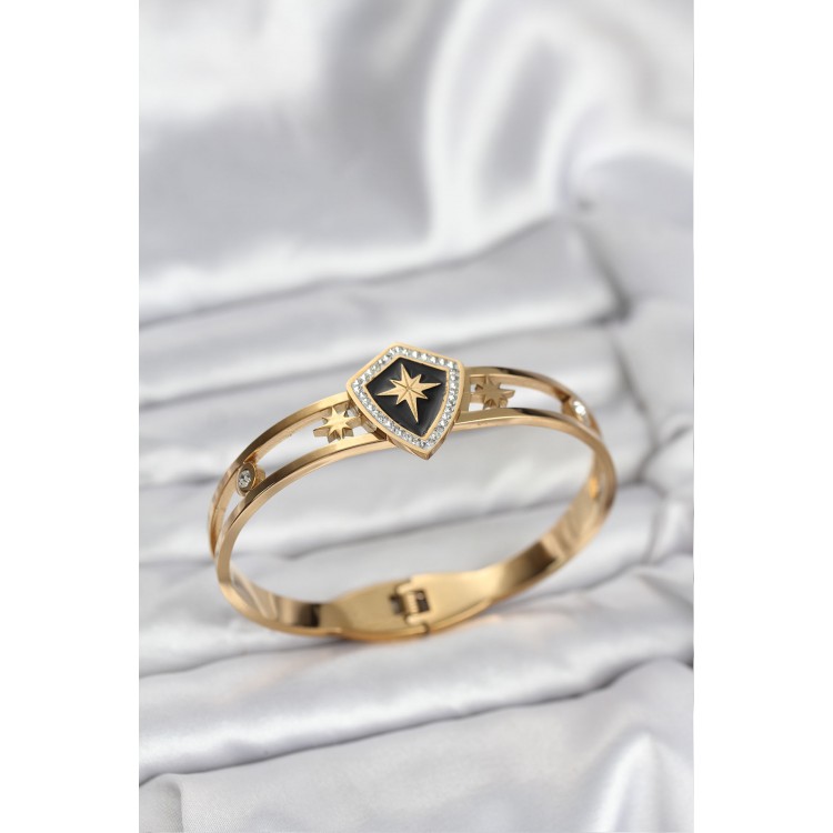 316L Steel Gold Color North Star Cuff Bracelet - TJ-BB8068 316L Steel Gold Color North Star Cuff Bracelet - TJ-BB8068