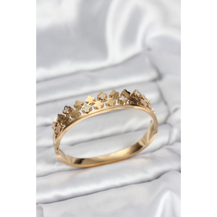 316L Steel Gold Color Minimalist Women's Cuff Bracelet - TJ-BB8072