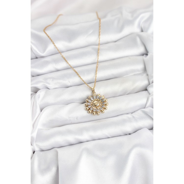 316L Stainless Steel Chain Gold Color Sun Design Women's Necklace - TJ-BKO10605