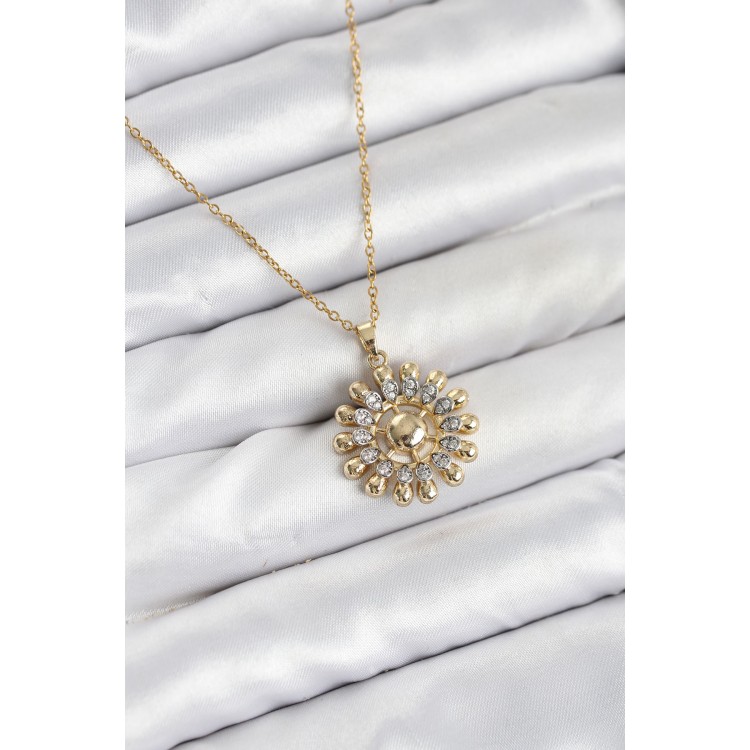 316L Stainless Steel Chain Gold Color Sun Design Women's Necklace - TJ-BKO10605