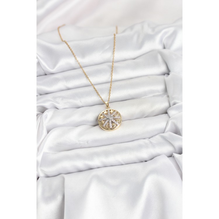 316L Steel Chain Gold Color Zircon Stone Women's Necklace - TJ-BKO10611