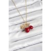 316L Stainless Steel Chain Leaf Cherry Model Gold Color Women's Necklace - TJ-BKO10613