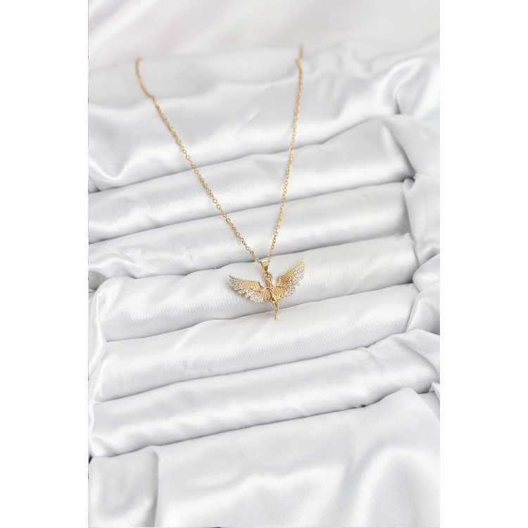 316L Stainless Steel Chain Gold Color Angel Design Women's Necklace - TJ-BKO10621