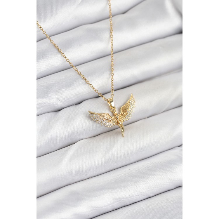 316L Stainless Steel Chain Gold Color Angel Design Women's Necklace - TJ-BKO10621 316L Stainless Steel Chain Gold Color Angel Design Women's Necklace - TJ-BKO10621