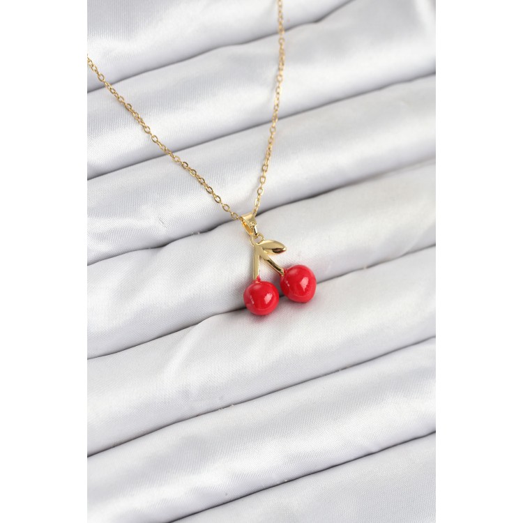 316L Stainless Steel Chain Gold Color Cherry Model Women's Necklace - TJ-BKO10623 316L Stainless Steel Chain Gold Color Cherry Model Women's Necklace - TJ-BKO10623
