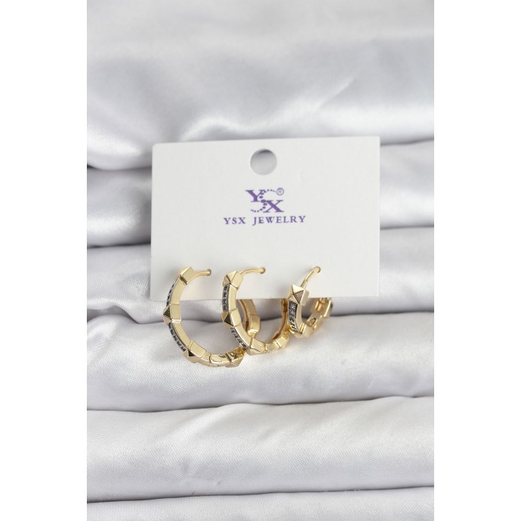 Gold-Colored Zircon Stone Women's Earrings - TJ-BKP11342