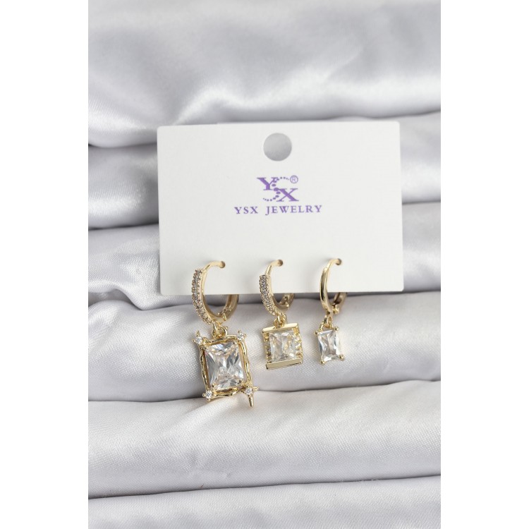 Gold-Colored Zircon Stone Women's Earrings - TJ-BKP11344