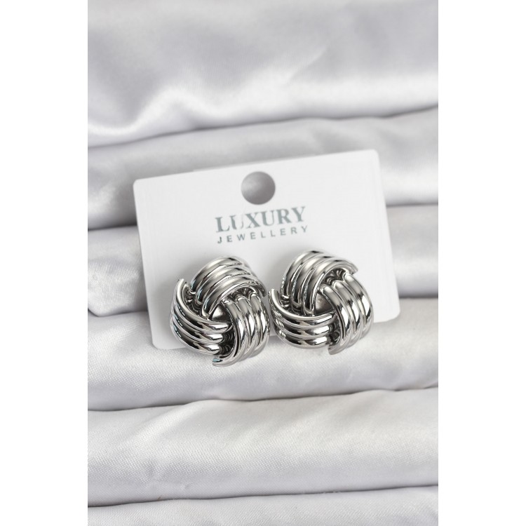 Rice Spiral Silver-Colored Women's Earrings - TJ-BKP11347 Rice Spiral Silver-Colored Women's Earrings - TJ-BKP11347