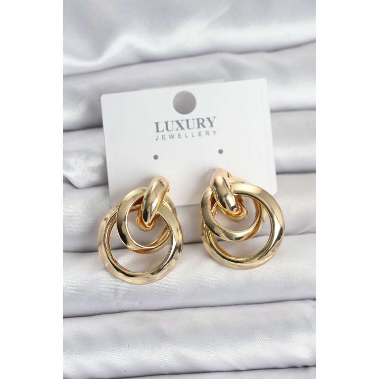 Gold Color Hoop Model Brass Women's Earrings - TJ-BKP11350 Gold Color Hoop Model Brass Women's Earrings - TJ-BKP11350