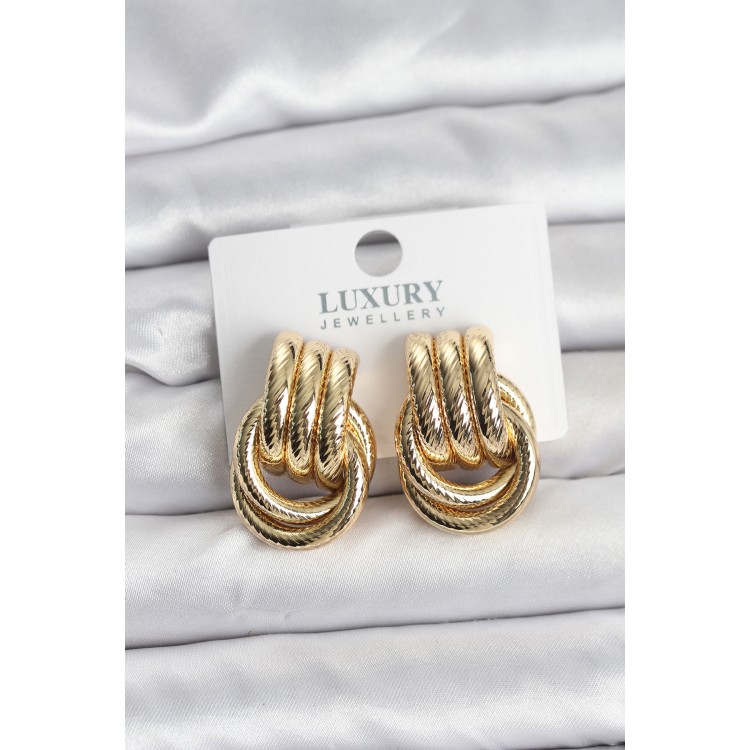 Gold Color Hoop Style Brass Women's Earrings - TJ-BKP11352 Gold Color Hoop Style Brass Women's Earrings - TJ-BKP11352