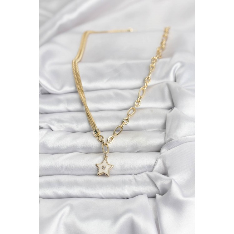 Gold-Colored Brass Star Model Women's Necklace - TJ-BKO10639