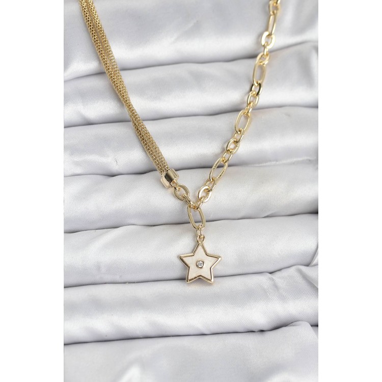 Gold-Colored Brass Star Model Women's Necklace - TJ-BKO10639