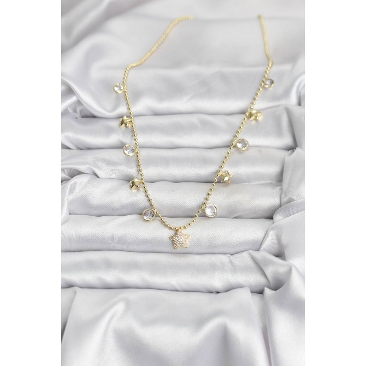 Gold-Colored Star-Shaped Women's Necklace - TJ-BKO10640