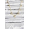 Gold-Colored Zircon Stone Seashell Model Women's Necklace - TJ-BKO10646