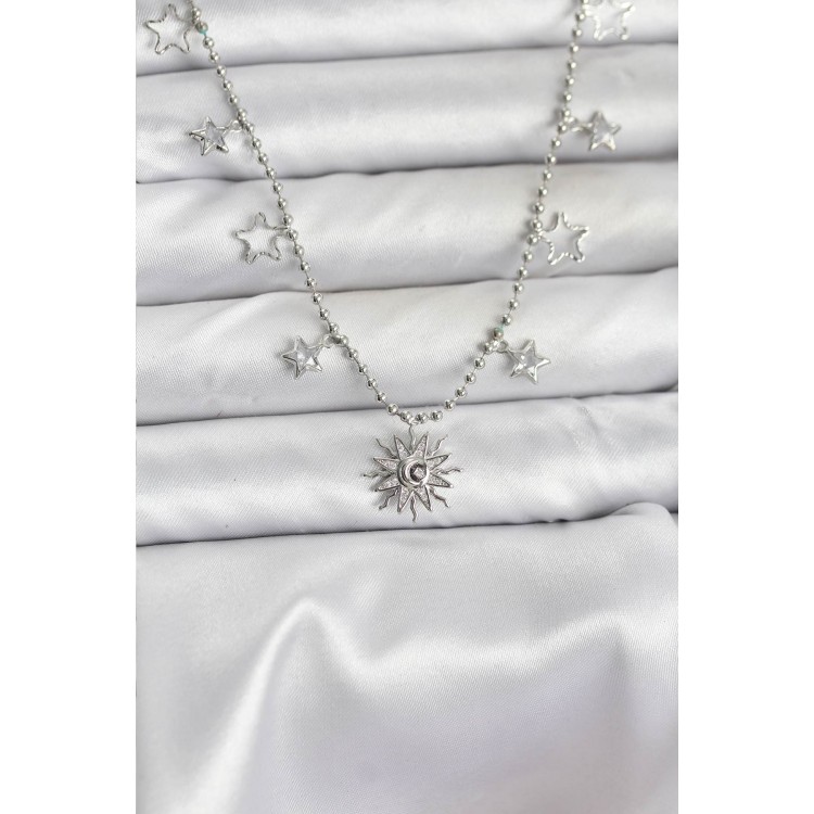 Silver-Colored Rice Sun Model Women's Necklace - TJ-BKO10655