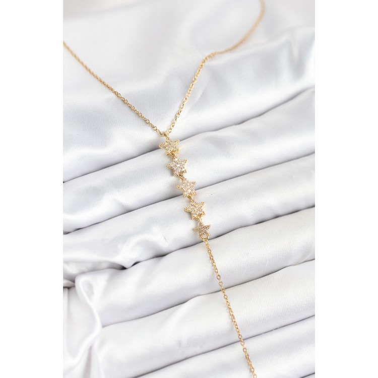 316L Stainless Steel Chain Gold Color Star Model Y Necklace - TJ-BKO10660