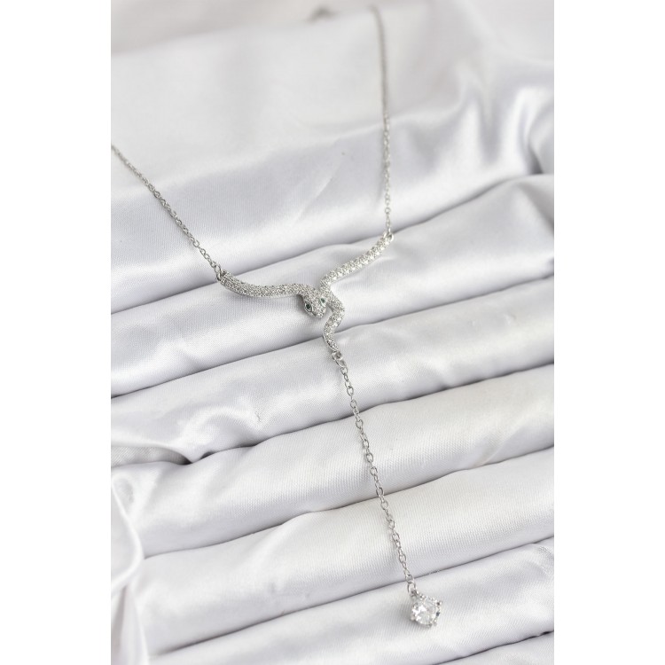 316L Stainless Steel Chain Silver Color Snake Model Y Necklace - TJ-BKO10663