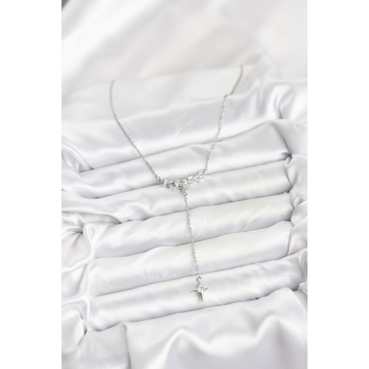 316L Stainless Steel Chain Silver Star Design Y Women's Necklace - TJ-BKO10667