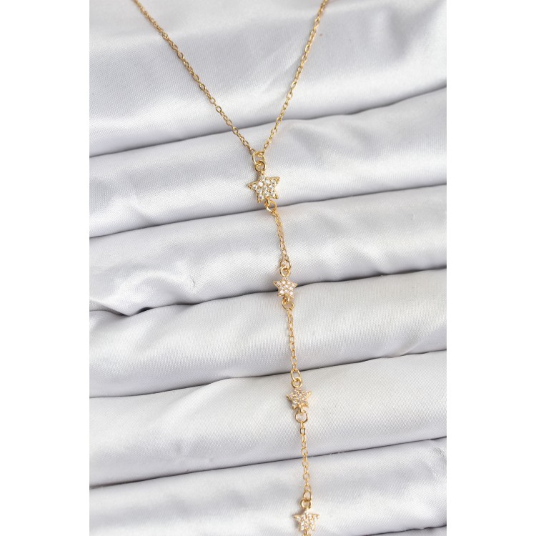 316L Stainless Steel Chain Gold-Colored Star Design Women's Y Necklace - TJ-BKO10670