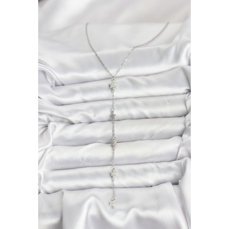 316L Stainless Steel Chain Silver Star Design Women's Y Necklace - TJ-BKO10671