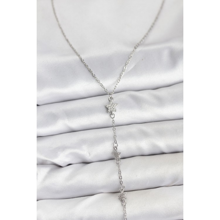 316L Stainless Steel Chain Silver Star Design Women's Y Necklace - TJ-BKO10671
