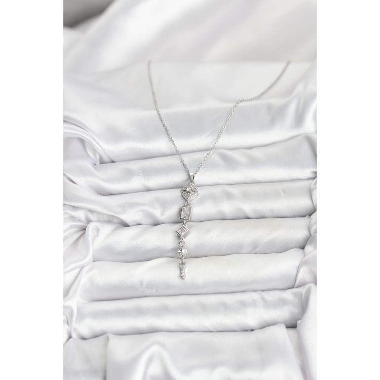 316L Stainless Steel Chain Silver Color North Star Energy Model Women's Y Necklace - TJ-BKO10673
