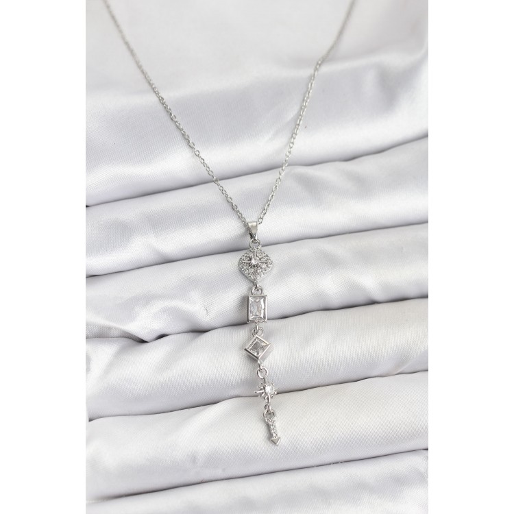 316L Stainless Steel Chain Silver Color North Star Energy Model Women's Y Necklace - TJ-BKO10673