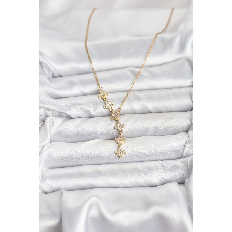 316L Stainless Steel Chain Gold Color Clover Model Women's Necklace - TJ-BKO10674