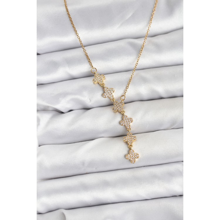 316L Stainless Steel Chain Gold Color Clover Model Women's Necklace - TJ-BKO10674