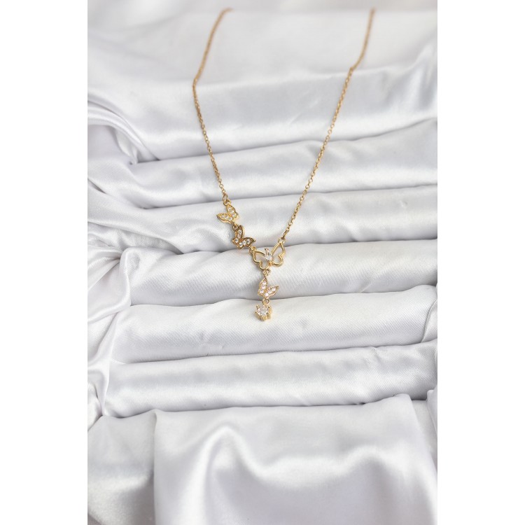 316L Stainless Steel Chain Gold Color Butterfly Model Women's Necklace - TJ-BKO10676