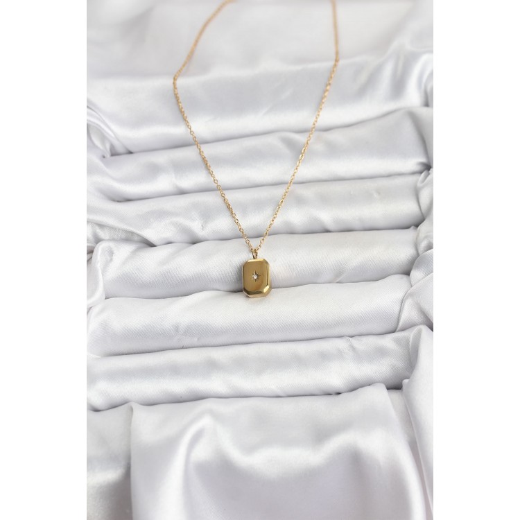 316L Stainless Steel Chain Gold Color Minimal North Star Design Women's Necklace - TJ-BKO10683