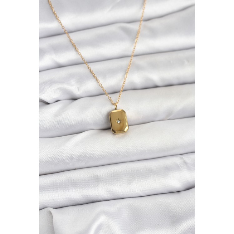 316L Stainless Steel Chain Gold Color Minimal North Star Design Women's Necklace - TJ-BKO10683