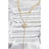 Gold-Colored Zircon Stone Fan Model Detailed 3-Piece Combination Y Women's Necklace - TJ-BKO10695