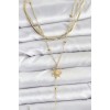 Gold-Colored Zircon Stone Model Detailed 3-Piece Combination Y Women's Necklace - TJ-BKO10700