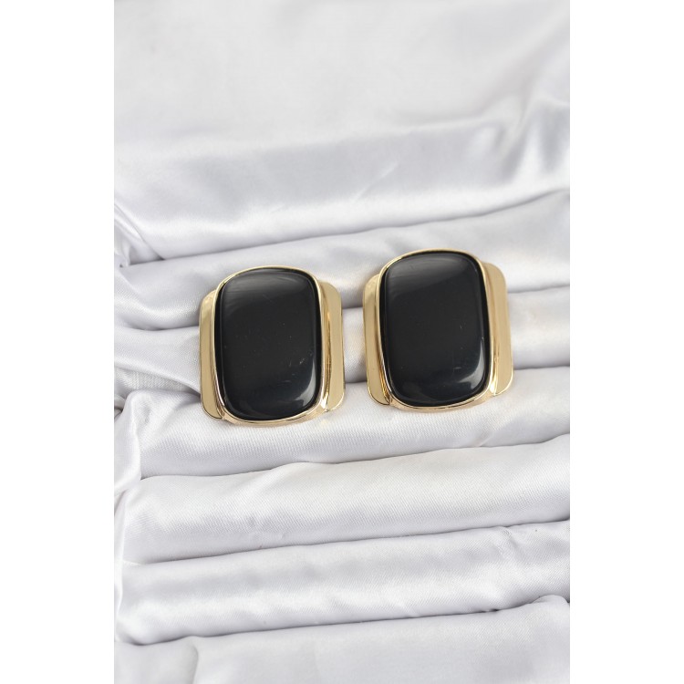 Gold-Plated Black Vintage Women's Earrings - TJ-BKP11360 Gold-Plated Black Vintage Women's Earrings - TJ-BKP11360