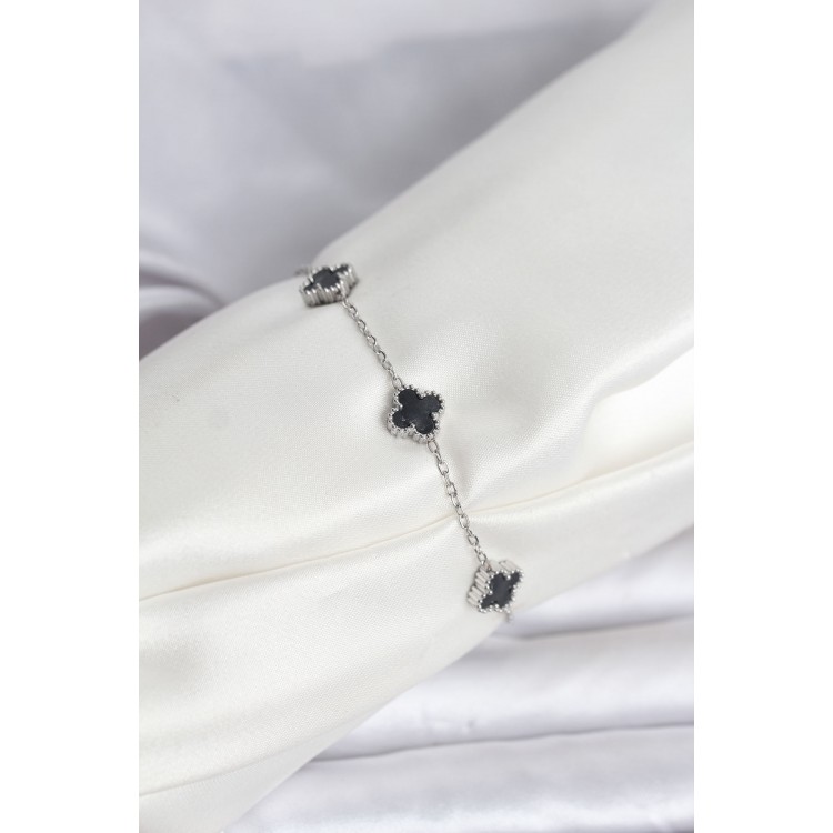 316L Stainless Steel Silver Color Black Baby Boy Clover Bracelet - TJ-BB8084 316L Stainless Steel Silver Color Black Baby Boy Clover Bracelet - TJ-BB8084