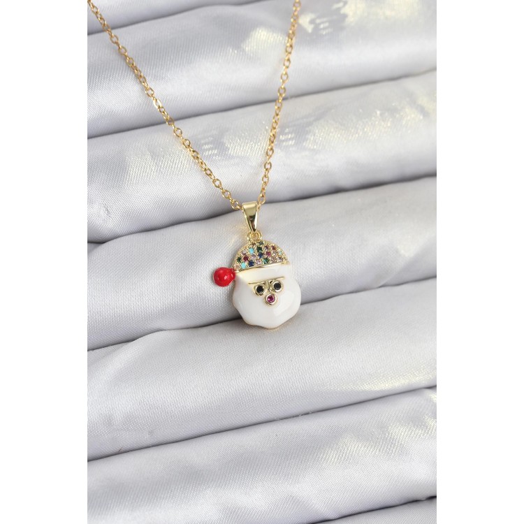 316L Steel Chain Gold-Colored Hat Snowman Head Model New Year's Theme Women's Necklace - TJ-BKO10703