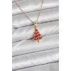 316L Steel Chain Gold Color Red Pine Tree Model Christmas-Themed Women's Necklace - TJ-BKO10714