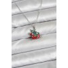 316L Stainless Steel Chain Silver-Tone Sled and Pine Tree Motif Christmas-Themed Women's Necklace - TJ-BKO10717