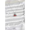 316L Stainless Steel Chain Silver-Tone Sled and Pine Tree Motif Christmas-Themed Women's Necklace - TJ-BKO10717