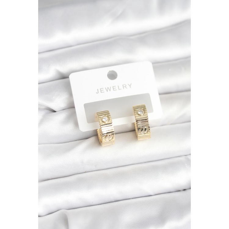 Gold-Colored Zircon Stone Hoop Earrings for Women - TJ-BKP11380 Gold-Colored Zircon Stone Hoop Earrings for Women - TJ-BKP11380