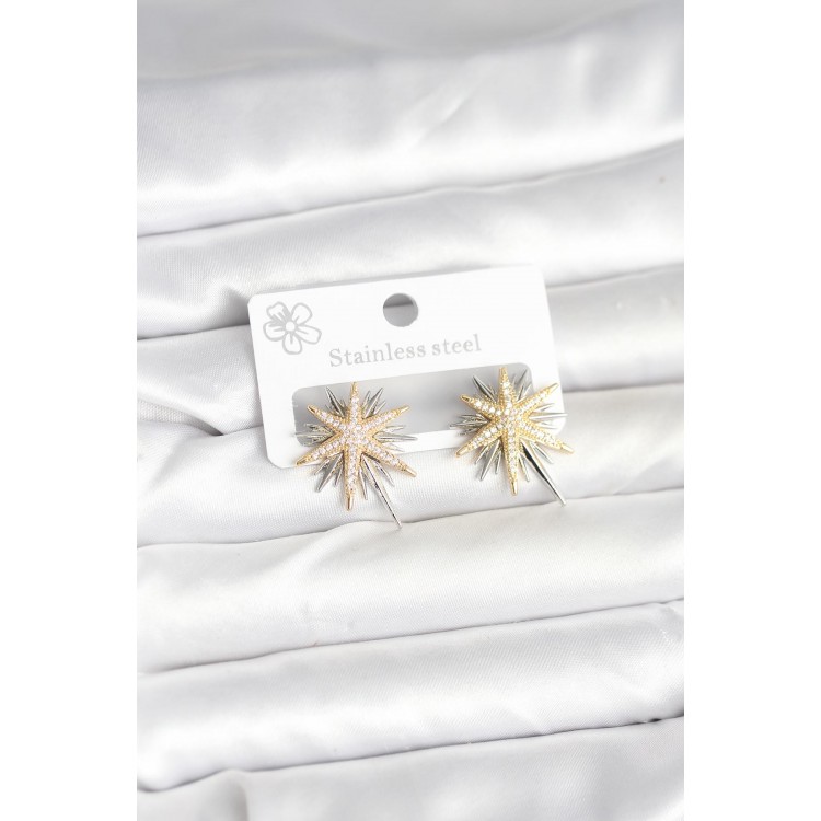 Silver-Colored Rice-Shaped North Star Women's Earrings - TJ-BKP11392 Silver-Colored Rice-Shaped North Star Women's Earrings - TJ-BKP11392