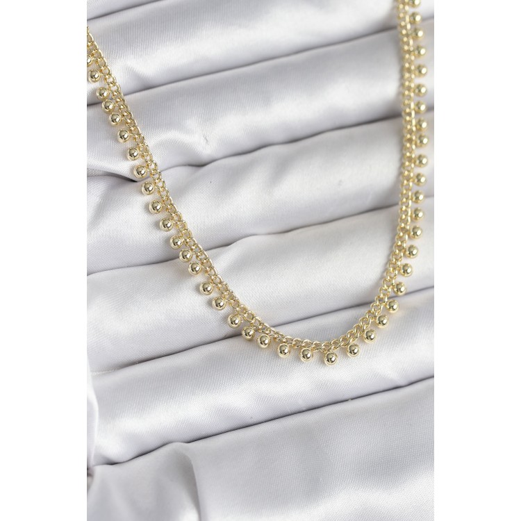 Gold-Colored Rice-Shaped Bead Women's Necklace - TJ-BKO10725