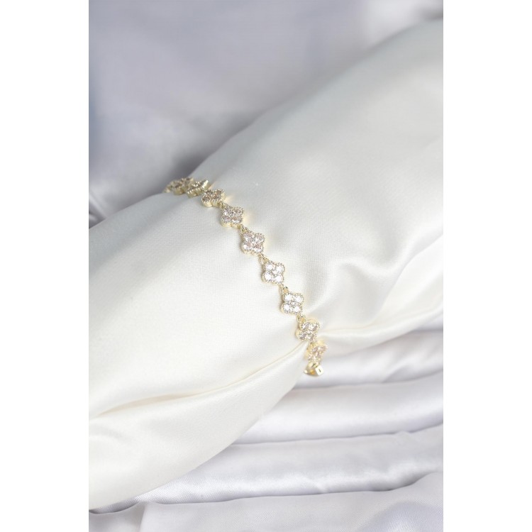 Zircon Stone Brass Clover Model Bracelet - TJ-BB8086