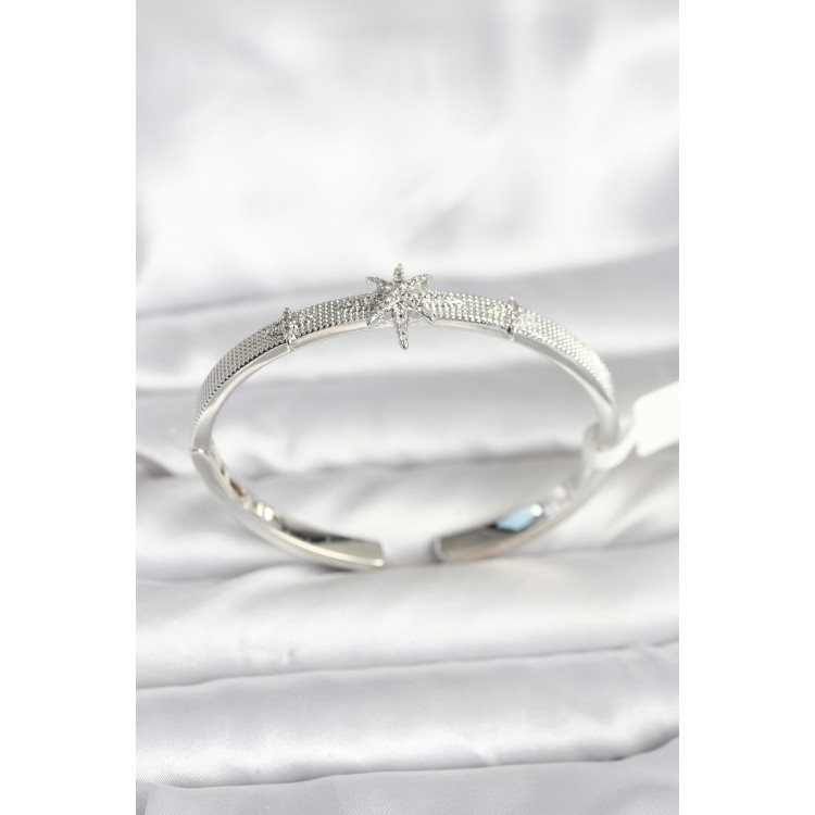 Silver-Colored Rice-Shaped North Star Model Women's Cuff Bracelet - TJ-BB8092 Silver-Colored Rice-Shaped North Star Model Women's Cuff Bracelet - TJ-BB8092