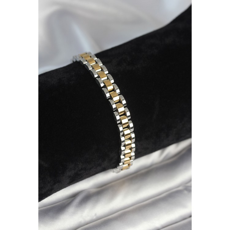 316L Steel Gold and Silver Color 7 mm Thickness Men's Bracelet - TJ-EB3764