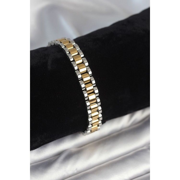 316L Steel Gold and Silver Color 9 mm Thickness Men's Bracelet - TJ-EB3769