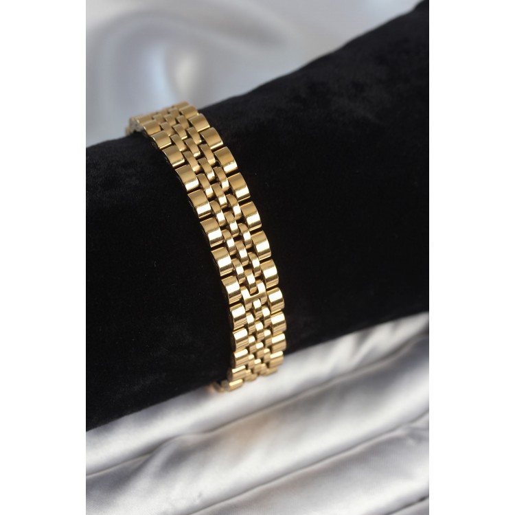 316L Steel 12 mm Thickness Gold-Colored Men's Bracelet - TJ-EB3779